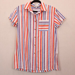 Mountain and Isles striped short sleeve button down shirt-M